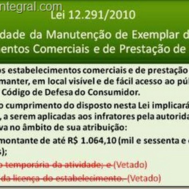 Lei 12291 Codigo De Defesa Do Consumidor Dicas de Lei